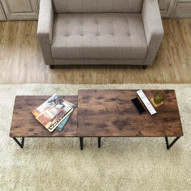 センターテーブル2点セット Quincy ネストテーブル リビングテーブル ローテーブル シック 木目 レトロモダン ヴィンテージ感 作業台 ソファーテーブル |  | 10