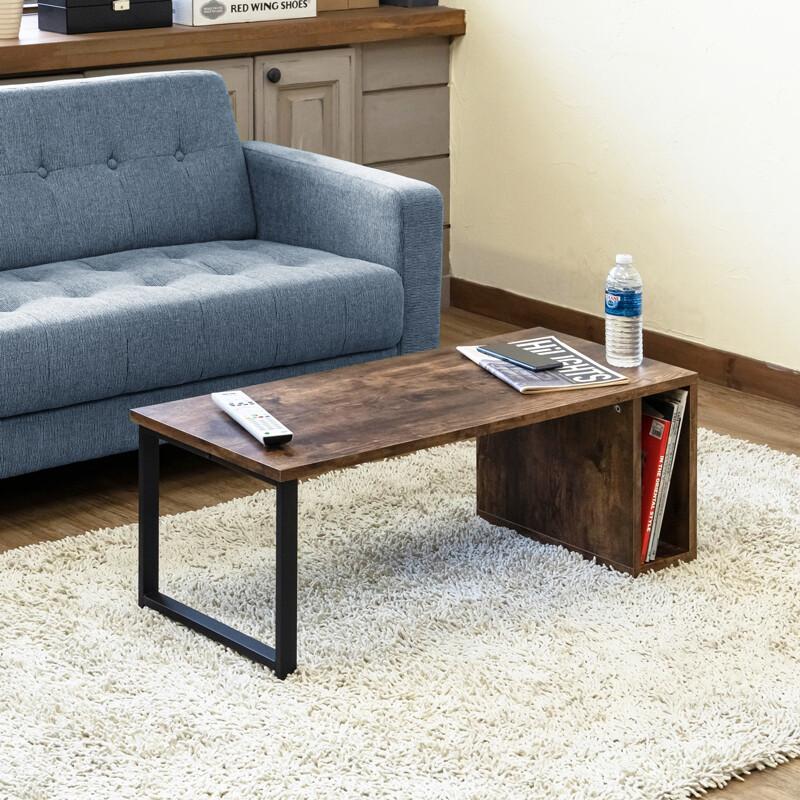 収納付き センターテーブル Moline ローテーブル シック 木目 レトロモダン ヴィンテージ感 作業台 ソファーテーブル 幅90 おしゃれ 木製 収納 |  | 08