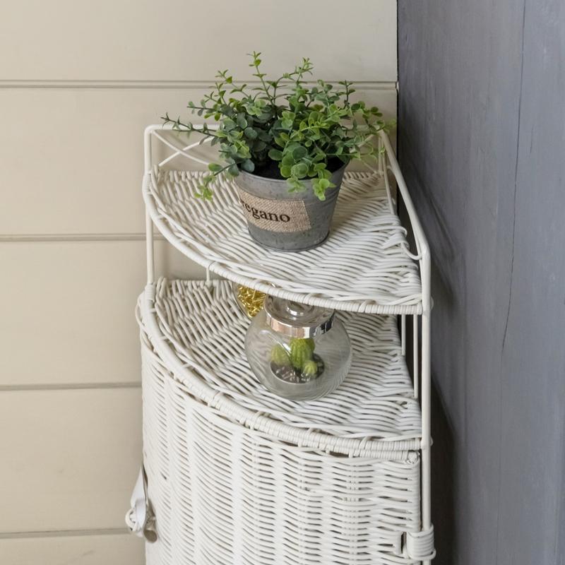 ラタン調 コーナーラック 2段 完成品 人工ラタン製 玄関 リビング おしゃれ コーナーシェルフ トイレ 飾り棚 モダン |  | 09