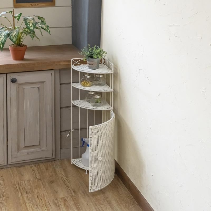 ラタン調 コーナーラック 3段 完成品 人工ラタン製 玄関 リビング おしゃれ コーナーシェルフ トイレ 飾り棚 モダン |  | 09