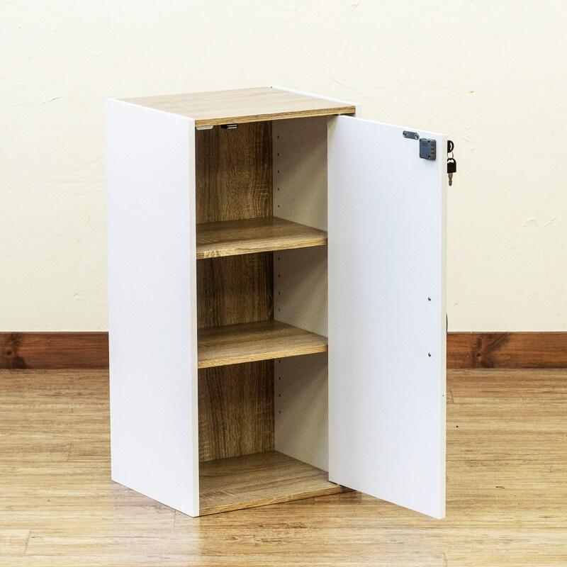 鍵付きシェルフ キャビネット サイドボード ブラック ホワイト コンソール シンプルモダン 隠す収納 木製 可動棚 北欧 ヴィンテージ リビング収納 おしゃれ | ブランド登録なし | 04