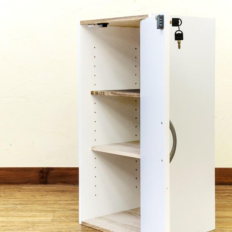 鍵付きシェルフ キャビネット サイドボード ブラック ホワイト コンソール シンプルモダン 隠す収納 木製 可動棚 北欧 ヴィンテージ リビング収納 おしゃれ | ブランド登録なし | 09