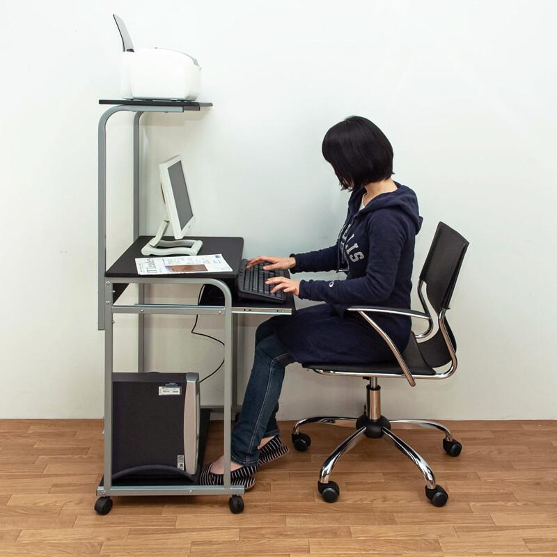 パソコンデスク 省スペース 棚付き PC DESK 60cm スリム PCデスク ハイタイプ 机 つくえ キャスター付き スチール 作業机 ワークデスク OAデスク PCラック パソ |  | 08