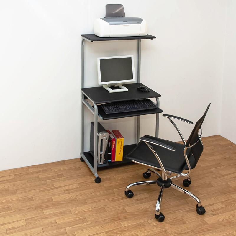 パソコンデスク 省スペース 棚付き PC DESK 60cm スリム PCデスク ハイタイプ 机 つくえ キャスター付き スチール 作業机 ワークデスク OAデスク PCラック パソ |  | 09