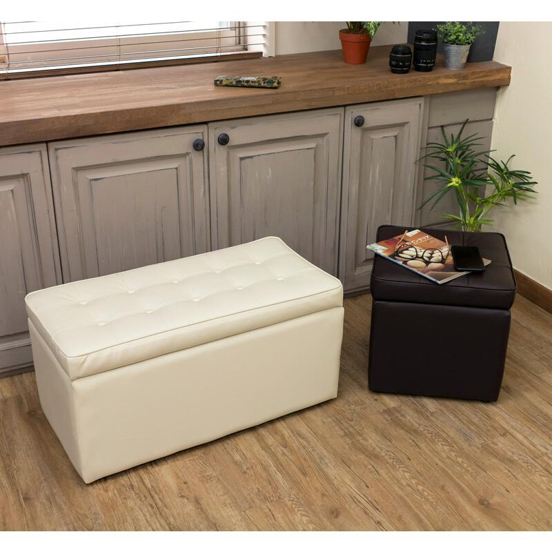 収納ベンチ スツール 椅子 収納ボックス ブラック ブラウン レッド アイボリー グレー PVCレザー 正方形 いす イス 2人掛け 合皮 オットマン ボックススツール |  | 03