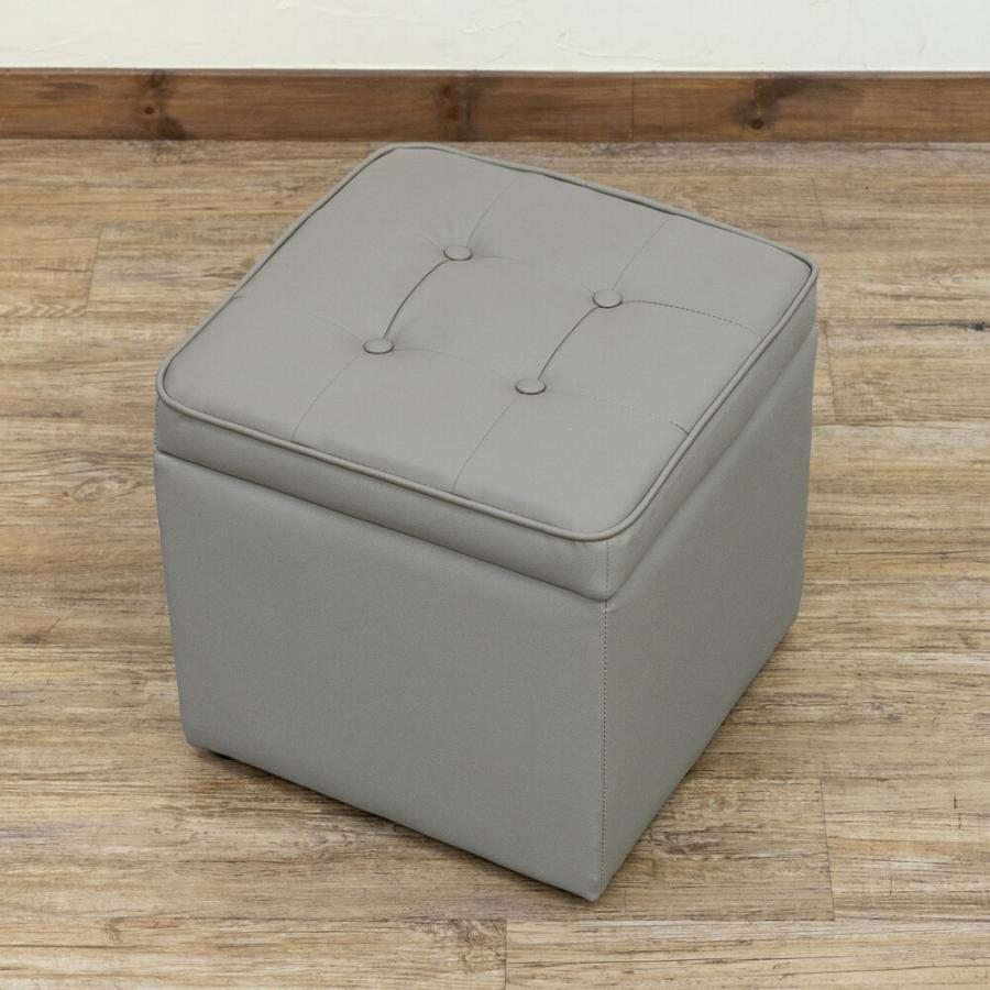 収納ベンチ スツール 椅子 収納ボックス PVCレザー ブラック ブラウン レッド アイボリー グレー 正方形 いす イス 1人掛け 合皮 オットマン ボックススツール |  | 04