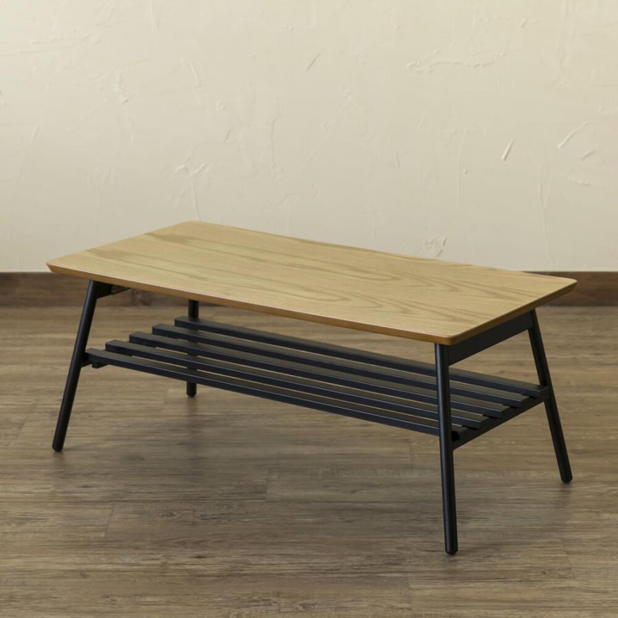 棚付折れ脚 テーブル 折り畳み Luster 80cm ローテーブル センターテーブル 座卓 リビングテーブル 木製 スチール ロータイプ  作業台 西海岸 男前インテリア |  | 03