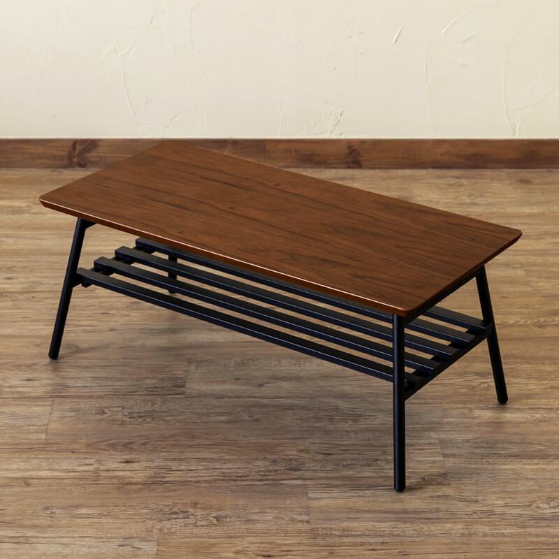 棚付折れ脚 テーブル 折り畳み Luster 80cm ローテーブル センターテーブル 座卓 リビングテーブル 木製 スチール ロータイプ  作業台 西海岸 男前インテリア |  | 04