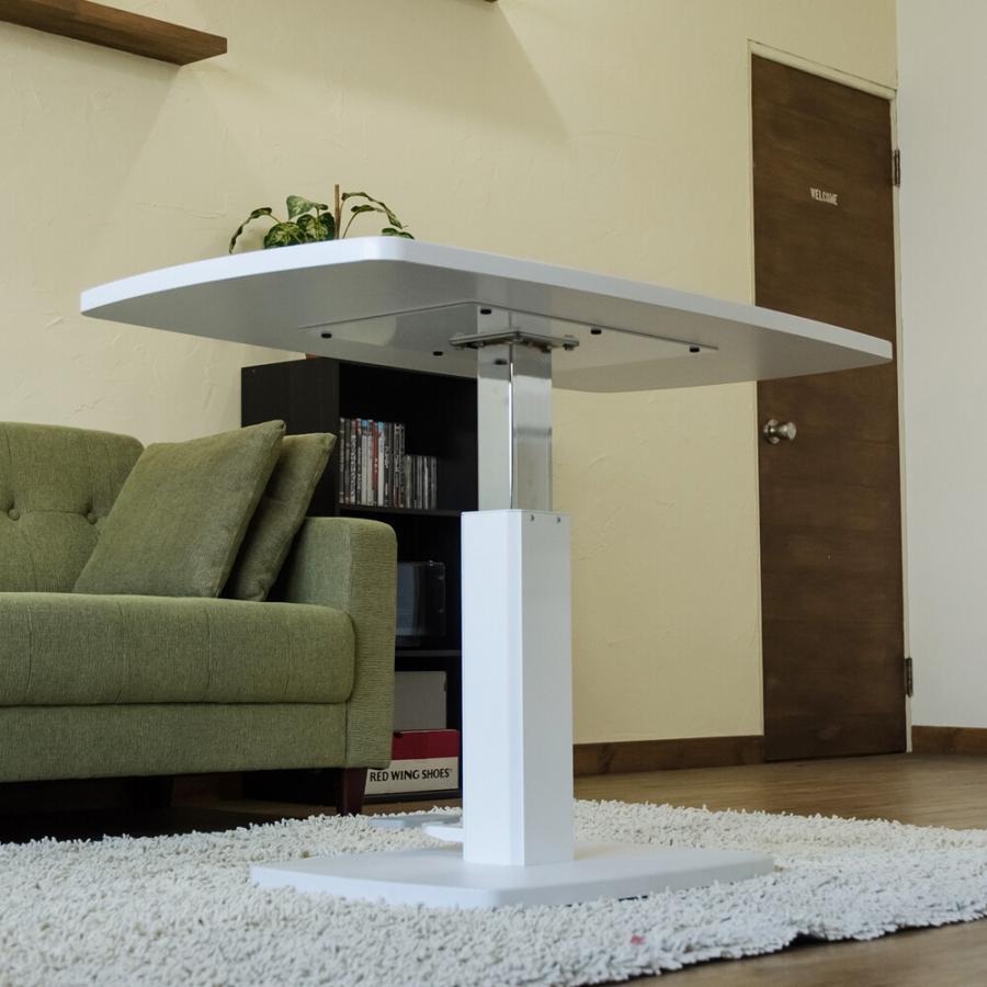 昇降式ダイニングテーブル 105×60cm リフティングテーブル センターテーブル 昇降 高さ調整 ローテーブル リビングテーブル リフトテーブル ペダル式 木目 |  | 02