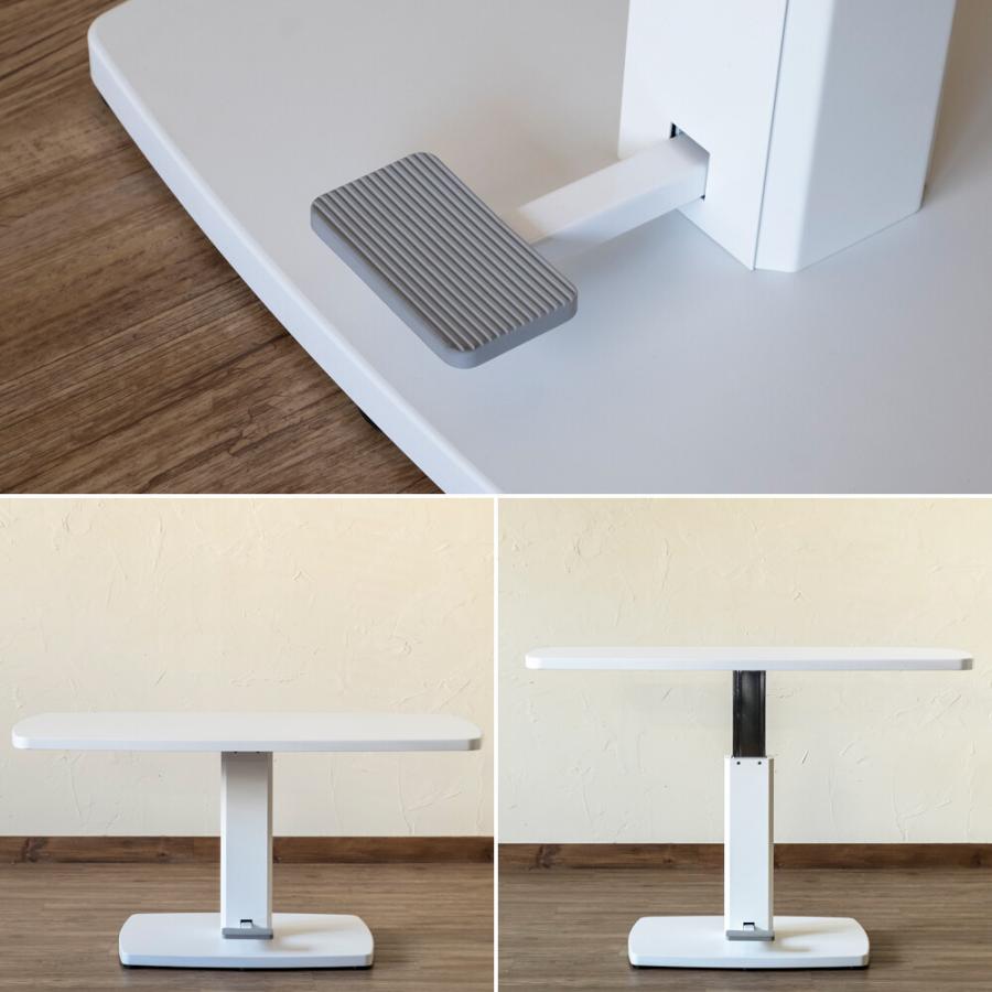 昇降式ダイニングテーブル 105×60cm リフティングテーブル センターテーブル 昇降 高さ調整 ローテーブル リビングテーブル リフトテーブル ペダル式 木目 |  | 06