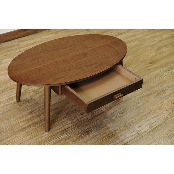 引出し付センターテーブル Tenby 80×48cm 楕円形 オーバル ローテーブル センターテーブル ちゃぶ台 座卓 リビングテーブル 木製 収納 | サカベ | 03