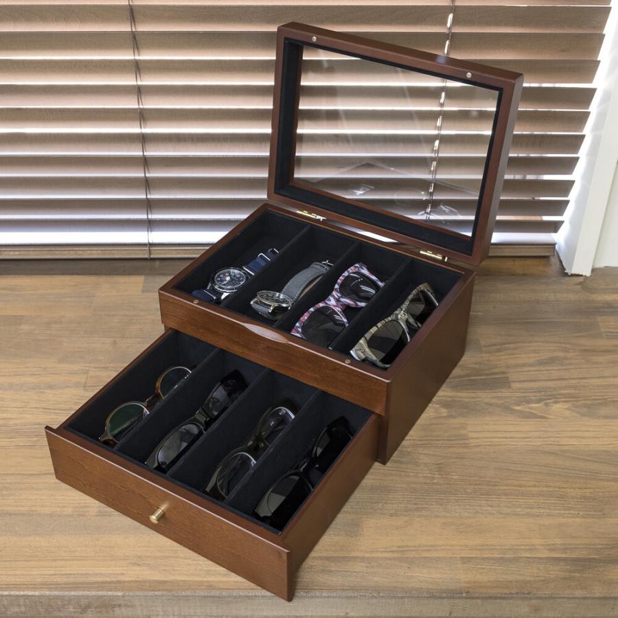 メガネ ウォッチケース オープン式 メガネコレクションケース 8本用 腕時計ケース コレクション ディスプレイ 時計ボックス 収納ケース コレクションボックス |  | 01