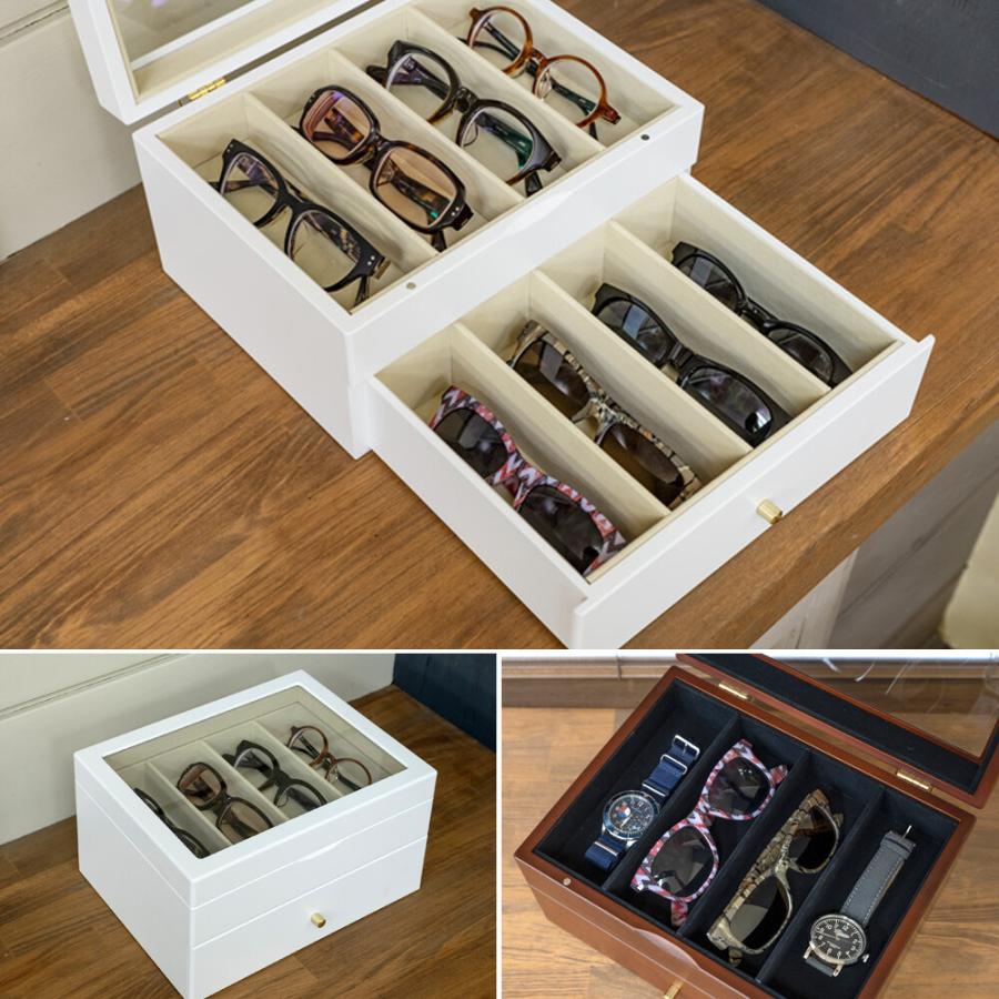 メガネ ウォッチケース オープン式 メガネコレクションケース 8本用 腕時計ケース コレクション ディスプレイ 時計ボックス 収納ケース コレクションボックス |  | 06