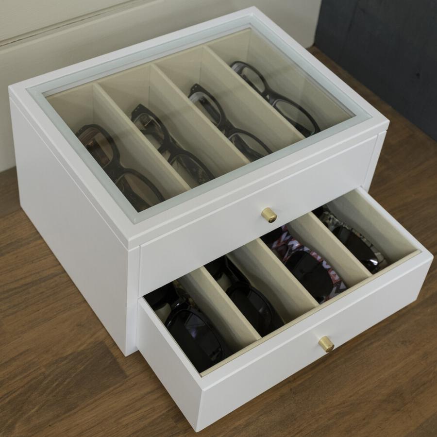 メガネ ウォッチケース 引出し2段 メガネコレクションケース 8本用 腕時計ケース コレクション ディスプレイ 時計ボックス 収納ケース コレクションボックス |  | 01