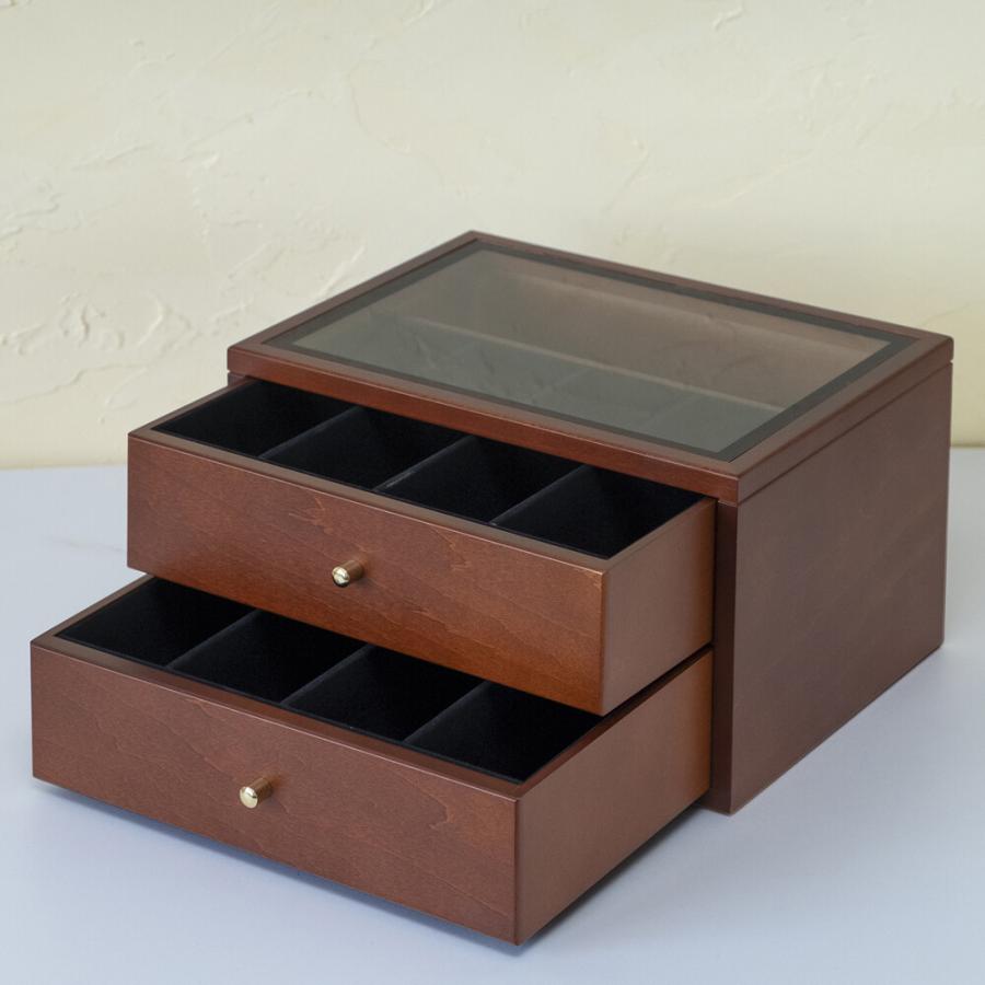 メガネ ウォッチケース 引出し2段 メガネコレクションケース 8本用 腕時計ケース コレクション ディスプレイ 時計ボックス 収納ケース コレクションボックス |  | 05