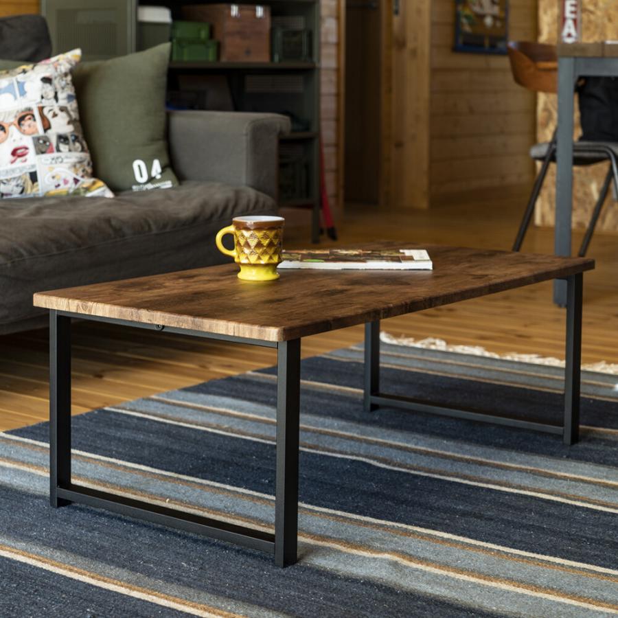 センターテーブル Lingle 90×45cm ローテーブル 座卓 リビングテーブル 木製 ロータイプ 作業台 シンプル 西海岸 男前インテリア スチールフレーム 木目 幅90cm |  | 01
