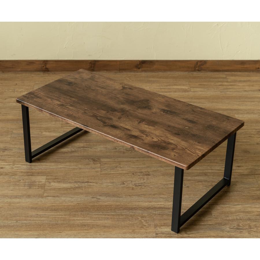 センターテーブル Lingle 90×45cm ローテーブル 座卓 リビングテーブル 木製 ロータイプ 作業台 シンプル 西海岸 男前インテリア スチールフレーム 木目 幅90cm |  | 02