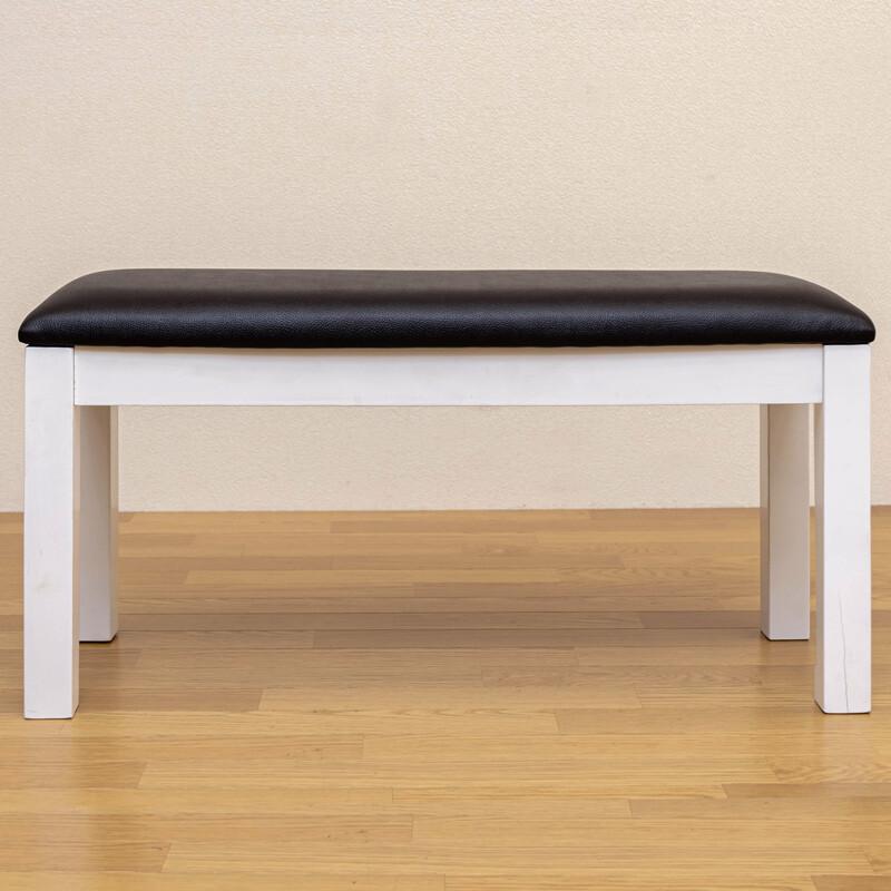 【アウトレット】NEW ダイニングベンチ ベンチ チェア 椅子 イス いす 木製ベンチ 長椅子 90cm幅 ダイニングチェア 北欧風 座面PVC ホワイト色 |  | 04
