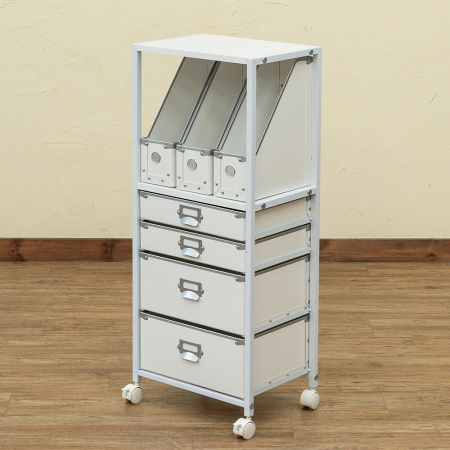 収納チェスト5段 サイドチェスト ファイルBOX ファイルワゴン サイドワゴン サイド チェスト 引き出し キャスター付き Popan いっぱい 書類 収納 ワゴン |  | 05
