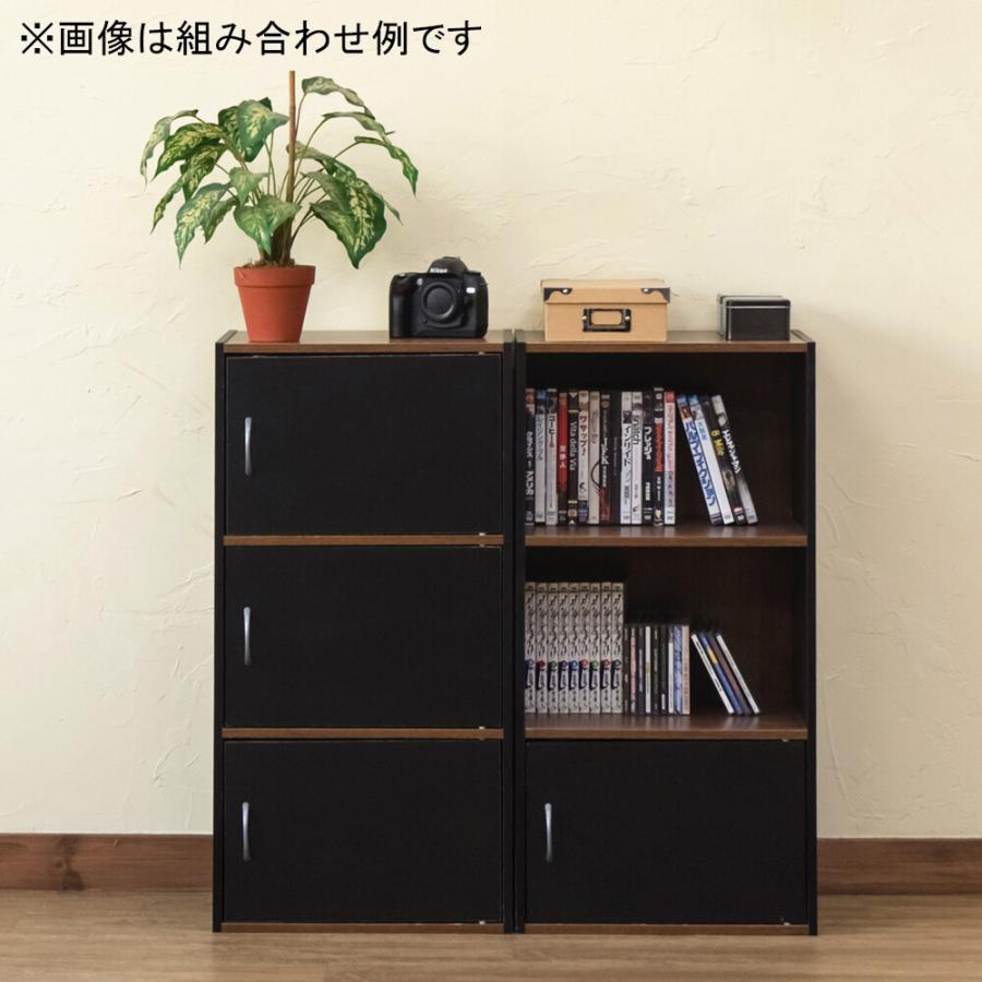 3段 ラック 全段扉付き 扉1枚 本棚 カラーボックス 収納 収納ボックス シェルフ ツートンカラー 収納棚 飾り棚 ひとり暮らし 本収納 リビング キッチン収納 |  | 08