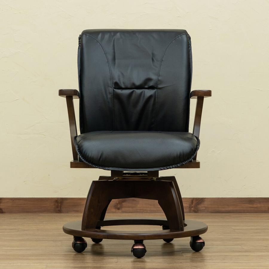 キャスター付ダイニングチェア 回転式 アームチェア 回る PVCレザー 合皮 合成皮革 移動式 敬老の日 天然木  ダイニングチェアー 椅子 イス 木製イス 高級感 |  | 04