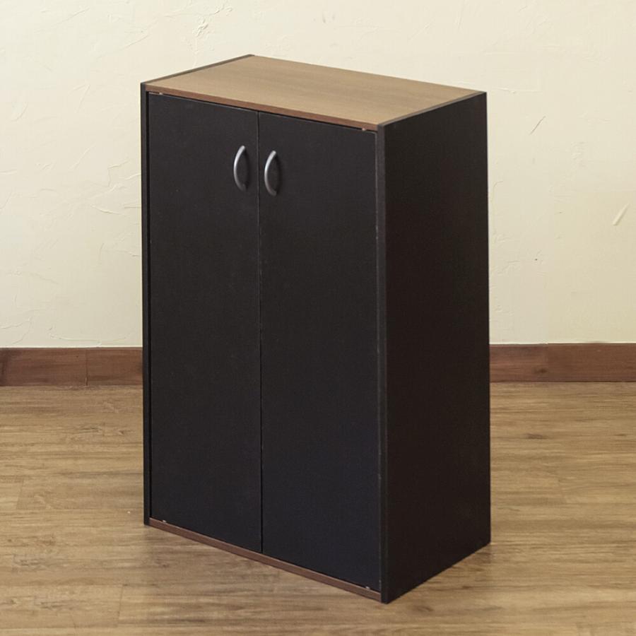 扉付 シェルフ 本棚 カラーボックス 収納ボックス ツートンカラー 可動棚 見せない収納 かっこいい とびら付き 下駄箱 玄関収納 シューズラック 幅50cm 木目柄 |  | 02