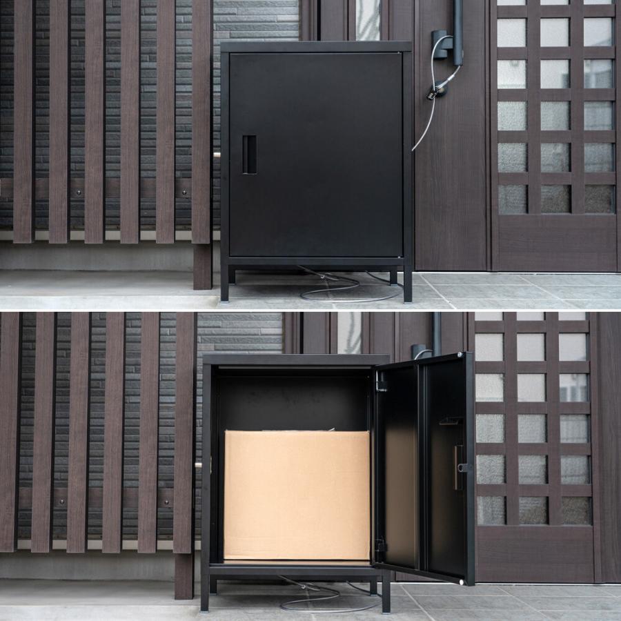 宅配ボックス 置き型 鍵付き 盗難防止ワイヤー 1ドア 大容量 玄関前 不在時 DELIO 郵便 ブラック ホワイト グリーン 一戸建て用 戸建て マンション 置き配 |  | 02