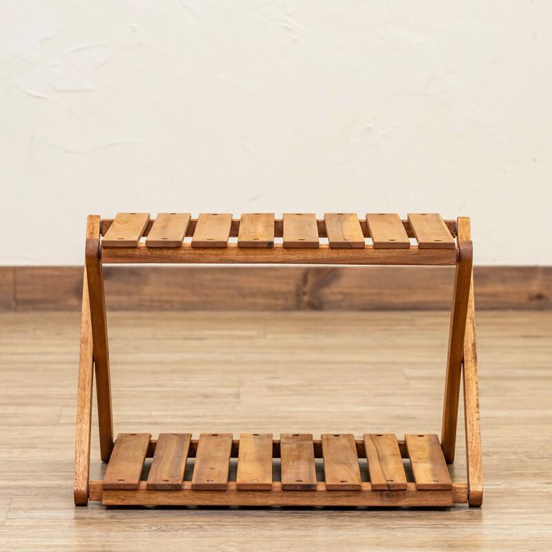 アカシア折畳みラック2段 折りたたみ式 屋外 屋内 マルチラック 木製 飾り台 ガーデニング アウトドア ガーデンファニチャー 花台 サイドテーブル |  | 04