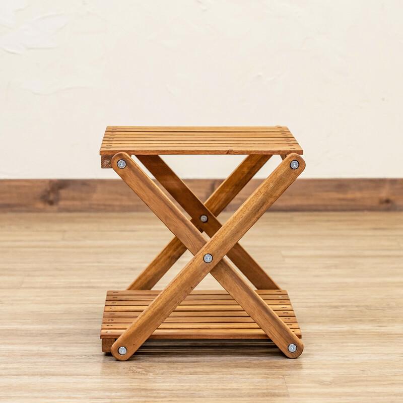 アカシア折畳みラック2段 折りたたみ式 屋外 屋内 マルチラック 木製 飾り台 ガーデニング アウトドア ガーデンファニチャー 花台 サイドテーブル |  | 05