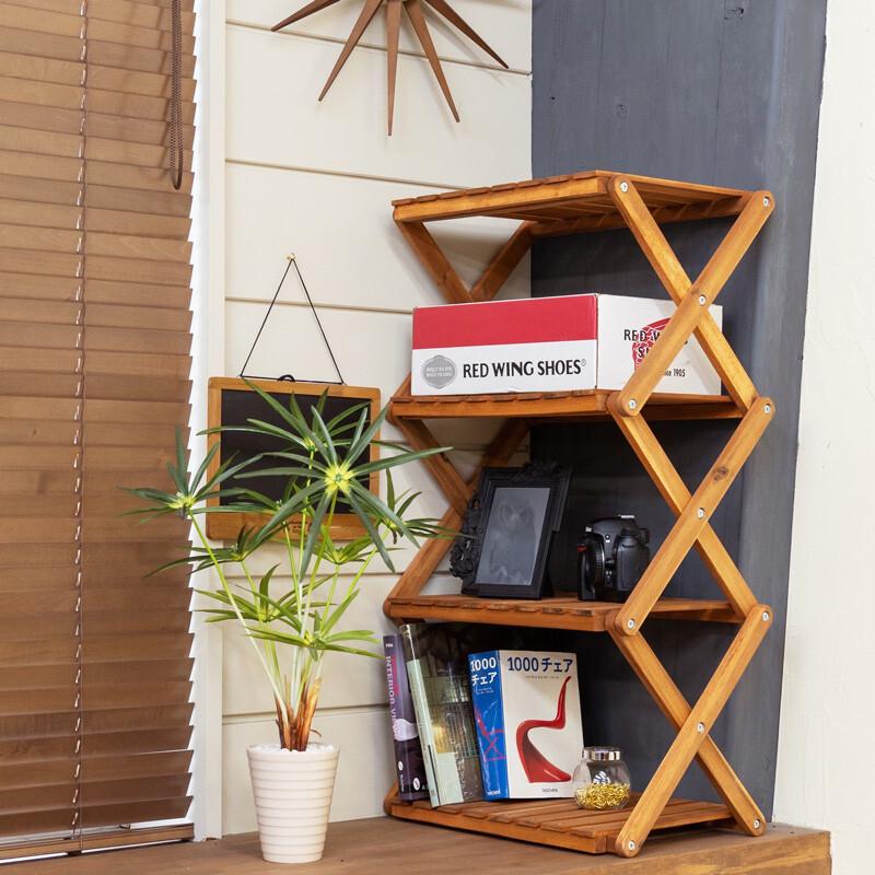 アカシア折畳みラック4段 折りたたみ式 屋外 屋内 マルチラック 木製 飾り台 ガーデニング アウトドア ガーデンファニチャー 花台 サイドテーブル |  | 01