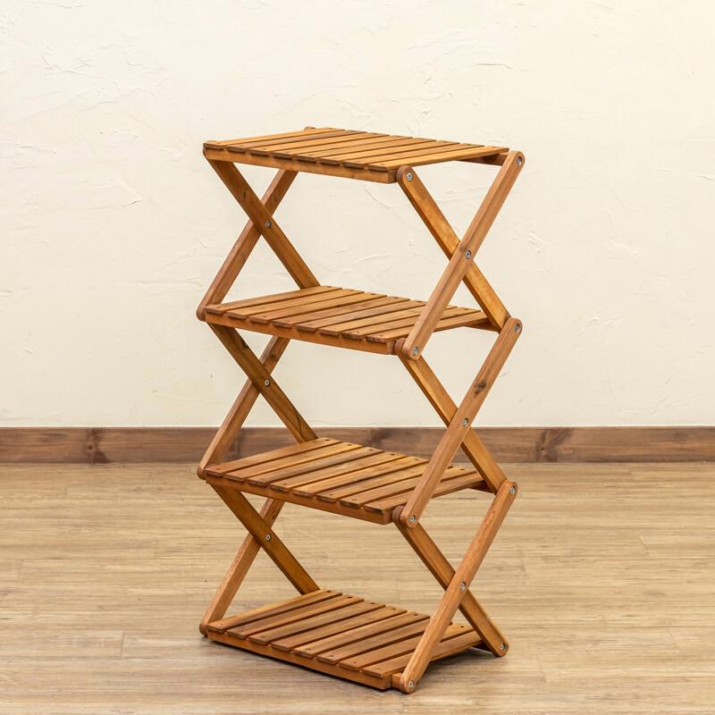 アカシア折畳みラック4段 折りたたみ式 屋外 屋内 マルチラック 木製 飾り台 ガーデニング アウトドア ガーデンファニチャー 花台 サイドテーブル |  | 02