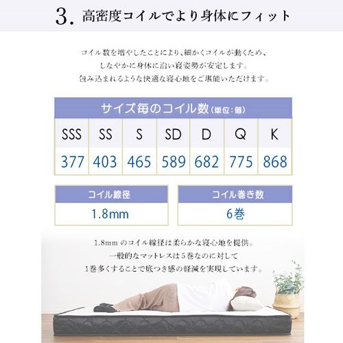 ポケットコイルマットレス スリムショートシングルサイズ ホワイト ブラック マットレスのみ マットレス単品 圧縮ロール梱包 |  | 07