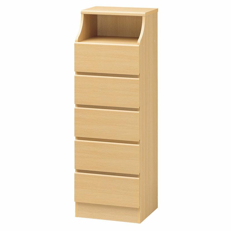 チェスト5段 隙間収納 幅44cm 洋服収納 引き出し 収納付き 木製 チェスカ タンス リビング収納 キッチン収納 飾り棚 収納棚 | 