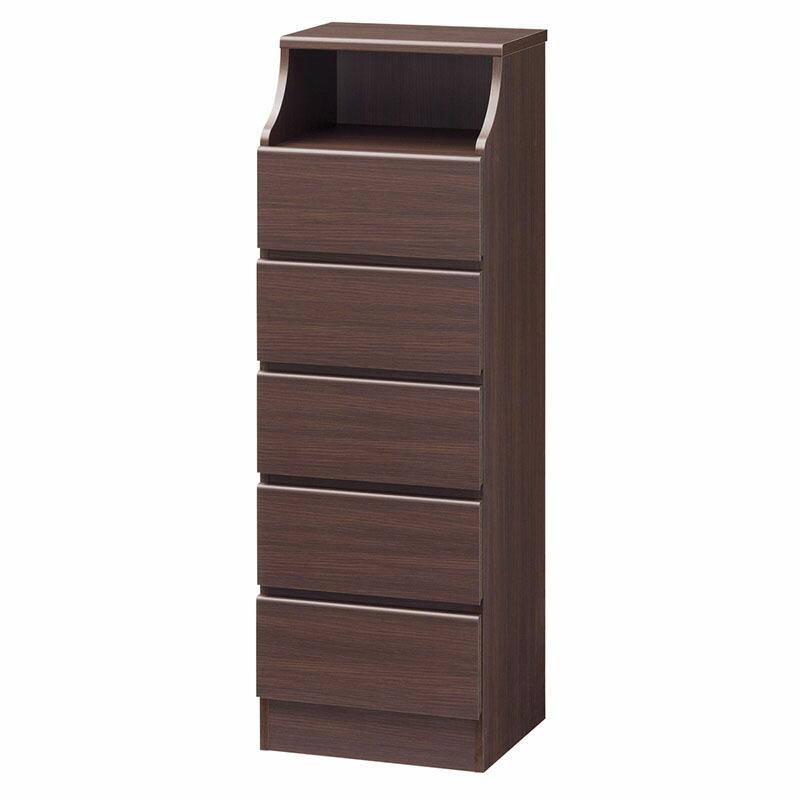 チェスト5段 隙間収納 幅44cm 洋服収納 引き出し 収納付き 木製 チェスカ タンス リビング収納 キッチン収納 飾り棚 収納棚 | 
