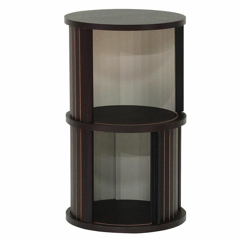 円柱ラック 2段 サイドテーブル ナイトテーブル 木製 収納付き ソファサイドテーブル ベッドサイドテーブル 蛇腹扉 チャモス 木目 寝室 |  | 06