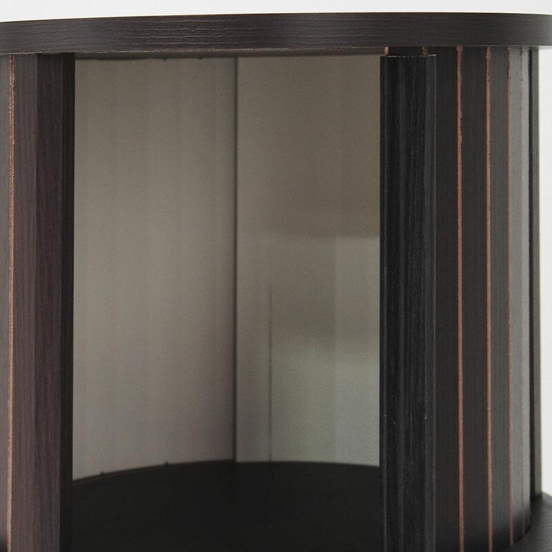 円柱ラック 2段 サイドテーブル ナイトテーブル 木製 収納付き ソファサイドテーブル ベッドサイドテーブル 蛇腹扉 チャモス 木目 寝室 |  | 08