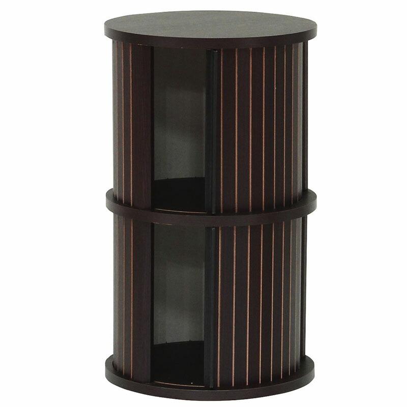 円柱ラック 2段 サイドテーブル ナイトテーブル 木製 収納付き ソファサイドテーブル ベッドサイドテーブル 蛇腹扉 チャモス 木目 寝室 |  | 09