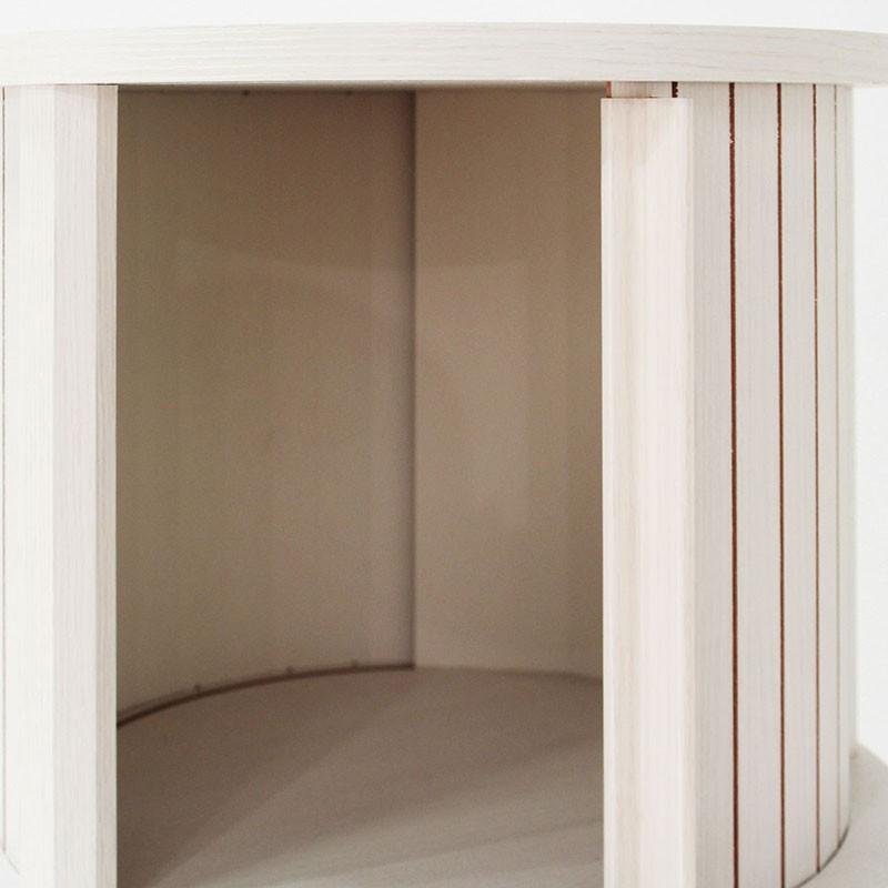 円柱ラック 2段 サイドテーブル ナイトテーブル 木製 収納付き ソファサイドテーブル ベッドサイドテーブル 蛇腹扉 チャモス 木目 |  | 06