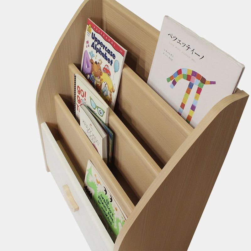 絵本棚 木製 絵本だな 絵本ラック 絵本 棚 本棚 4段 マガジンラック ディスプレイ スリム ブックシェルフ 収納棚 ランドキッズ |  | 04