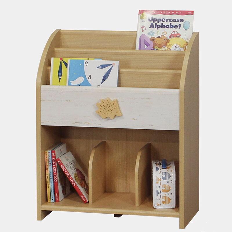 絵本棚 木製 絵本だな 絵本ラック 絵本 棚 本棚 3段 マガジンラック ディスプレイ スリム ブックシェルフ 収納棚 ランドキッズ |  | 02