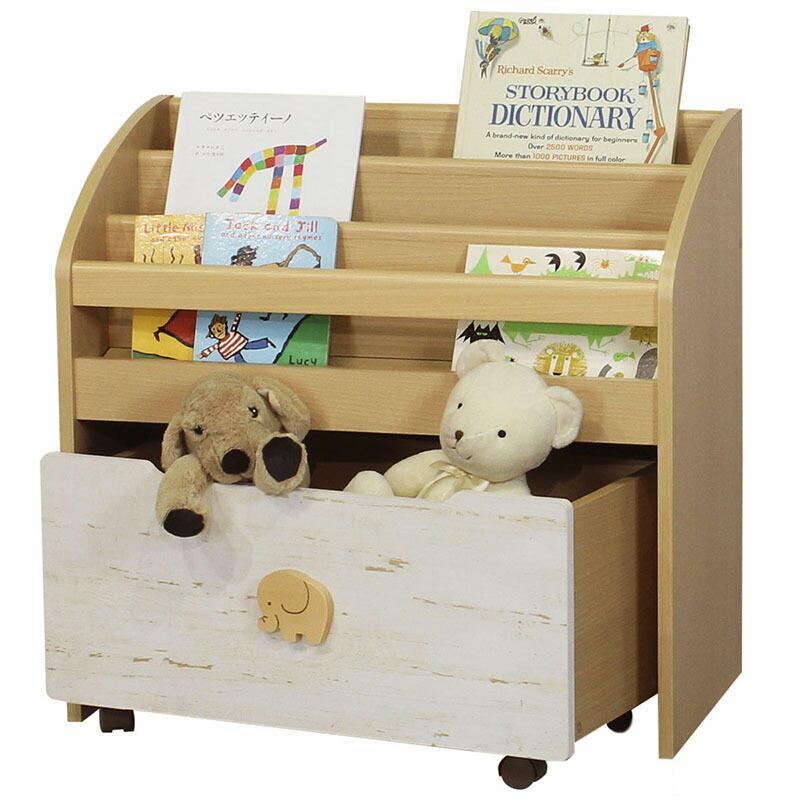 絵本棚 木製 絵本だな 絵本ラック 絵本 棚 本棚 3段 マガジンラック ディスプレイ おもちゃ箱 キャスター付き スリム ランドキッズ |  | 06