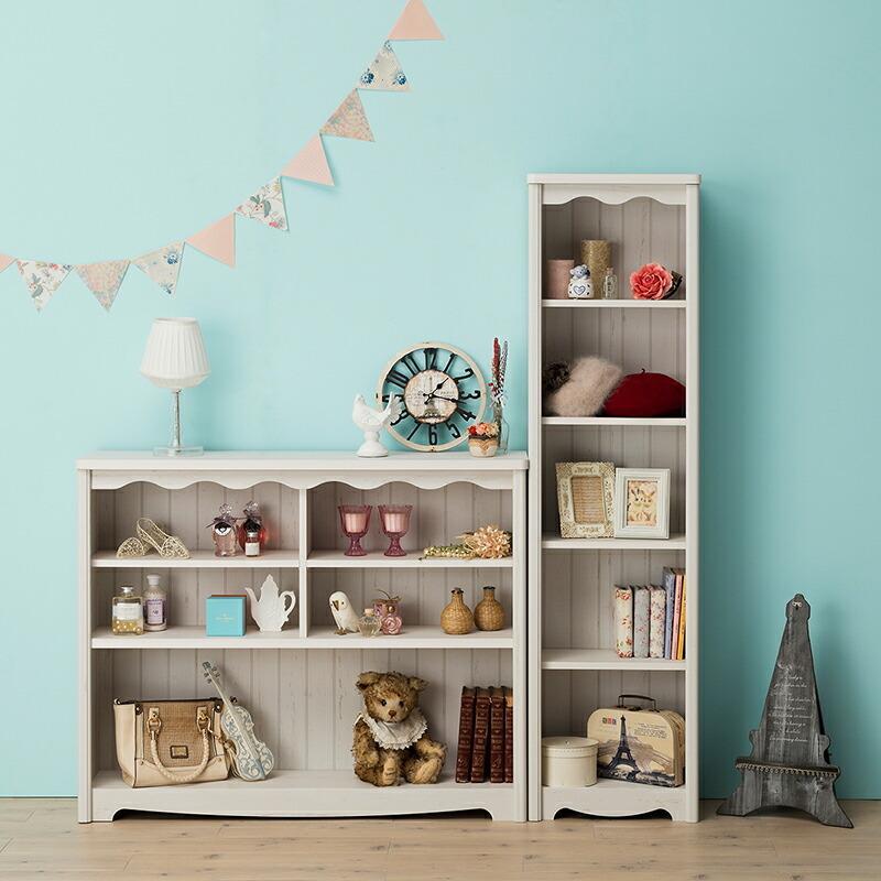 オープンラック フリーラック 約幅110cm エレガント シャビー 大人女子 モンシェリーヌ 本棚 飾り棚 ディスプレイ ラック スリム リビング収納 |  | 01