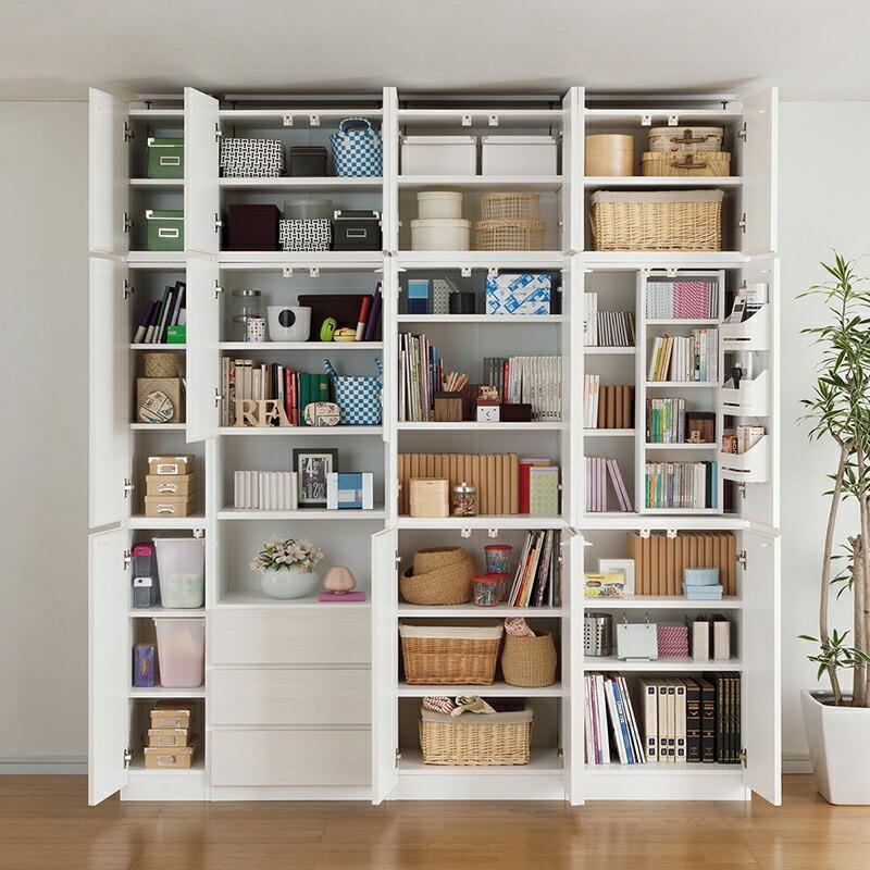 壁面収納 キャビネット スライド棚付き 扉付き 本棚 文庫本 コミック CD 幅60cm スリム ポルターレ 収納棚 リビング収納 大容量 木製 |  | 02