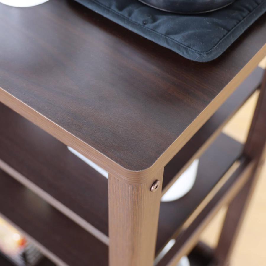 キッチンワゴン キャスター付き 天板 スリム 炊飯器 北欧 作業台 隙間 リビング キッチンラック 収納 配膳ワゴン ダークブラウン セシルナ [CEC-7540WA DK] |  | 02