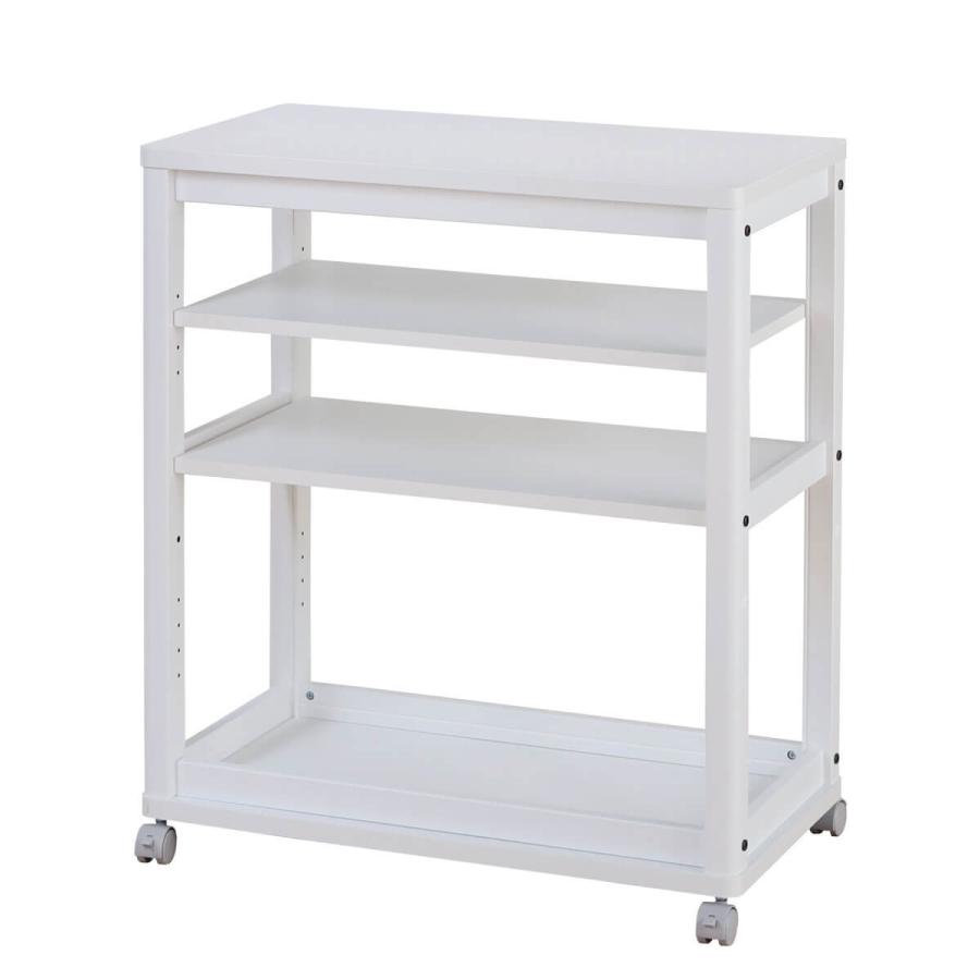 キッチンワゴン キャスター付き 天板 スリム 炊飯器 北欧 可動棚 作業台 隙間 リビング キッチンラック 収納 配膳ワゴン ホワイト セシルナ [CEC-7540WA WH] | 