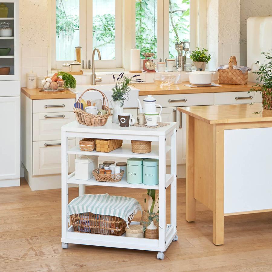 キッチンワゴン キャスター付き 天板 スリム 炊飯器 北欧 可動棚 作業台 隙間 リビング キッチンラック 収納 配膳ワゴン ホワイト セシルナ [CEC-7540WA WH] |  | 01