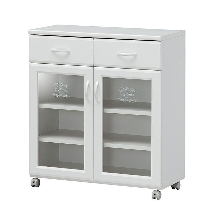 ワゴン カウンターワゴン キッチンワゴン キャスター付き 幅75cm キッチン収納 収納家具 食器棚 セシルナ キッチンストッカー キッチンカウンター | 