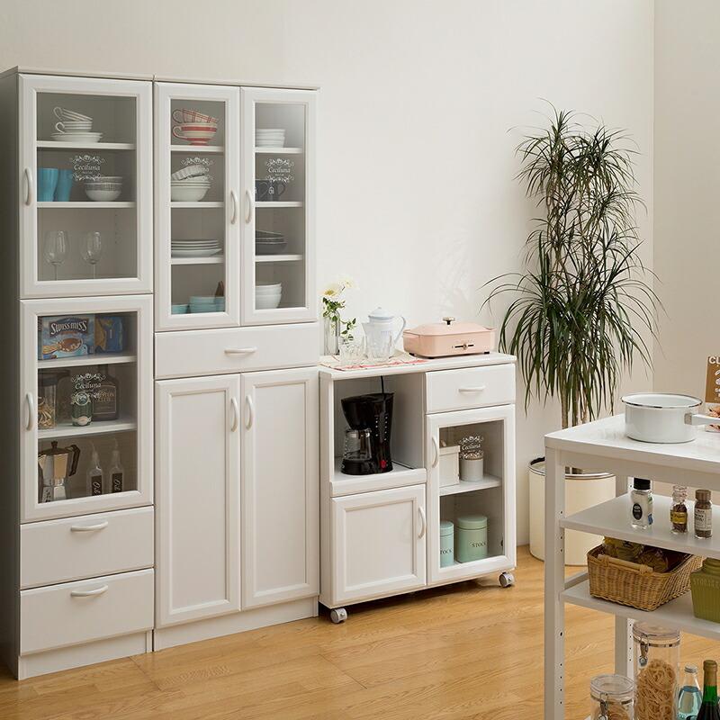 ワゴン カウンターワゴン キッチンワゴン キャスター付き スライド棚 コンセント キッチン収納 収納家具 レンジ台 セルシナ キッチンストッカー |  | 01