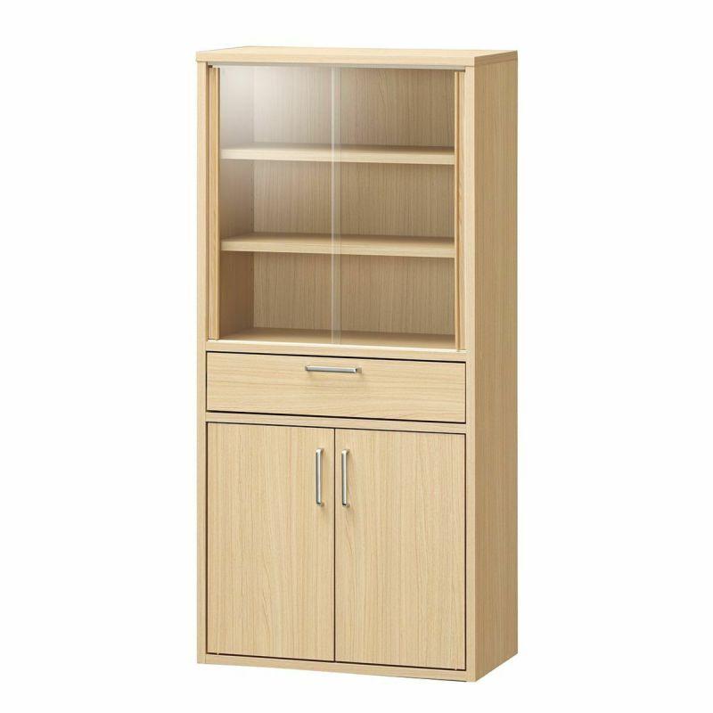 食器棚 スリム ロータイプ キャビネット キッチン収納 ミニ食器棚 収納棚 台所収納 シンプル キッチンボード ナチュラルブラウン フルニコ [FUL-1255DGH-NA] | 