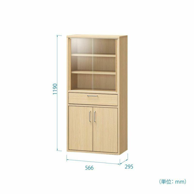 食器棚 スリム ロータイプ キャビネット キッチン収納 ミニ食器棚 収納棚 台所収納 シンプル キッチンボード ナチュラルブラウン フルニコ [FUL-1255DGH-NA] |  | 03